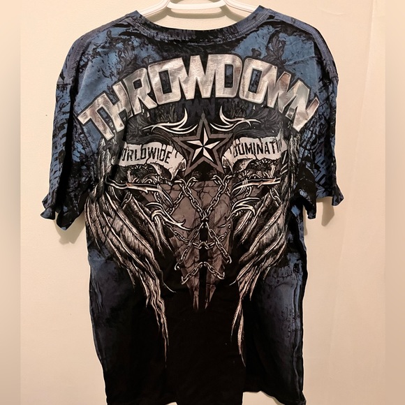 Throwdown - Mens XL - MMA inspired T-Shirt - Black , Blue and Silver - - Picture 2 of 10